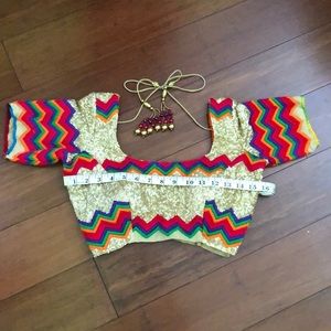 embroidered sequin small lehenga blouse multicolor gold saree Choli blouse